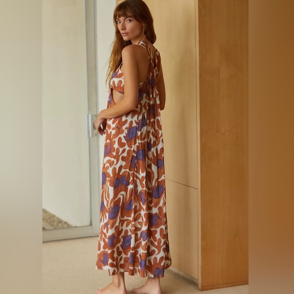 NWOT Anthropologie Piper Bandeau Maxi Dress Floral Cut Out - Picture 4 of 16